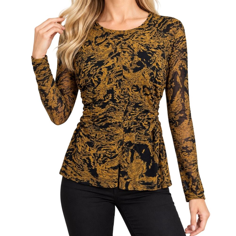 Proenza Schouler MSRP $350 Medium Sheer Long Sleeve Runway Open Side Shirt Top